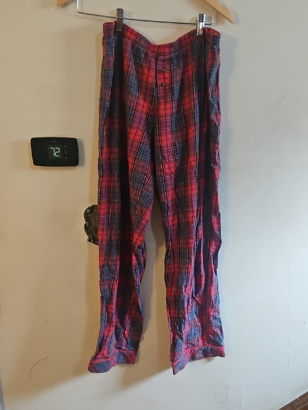 Victoria's Secret Red Plaid Lounge Pants with Navy Tartan